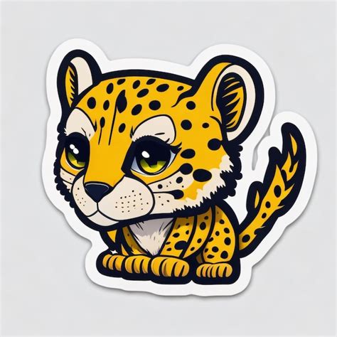 Premium Ai Image Cute Cheetah Sticker 1