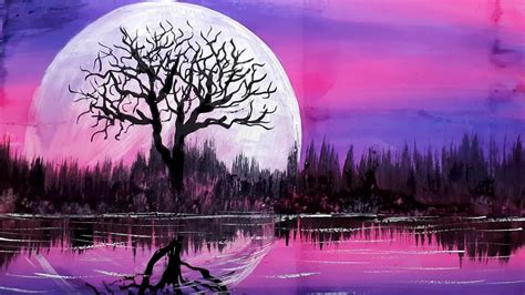 Pink And Purple Sky Painting Pic Zit