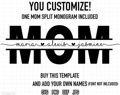 Mom svg Mom Monogram svg Mom Split Monogram svg | Etsy