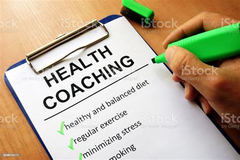 Clipboard With Health Coaching List Healthy Living Concept