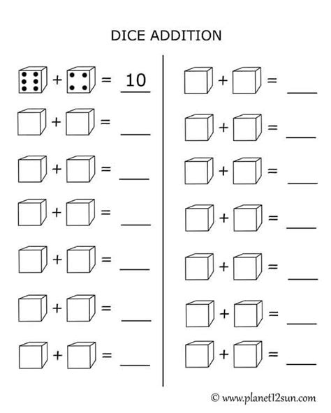 1st Grade Dice Worksheet