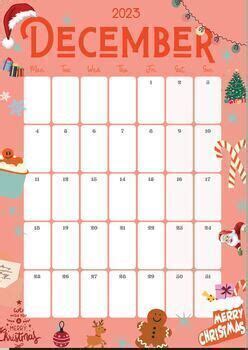 December Calendar December Calendar Editable December Calendar