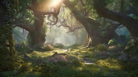 Premium Ai Image Fantasy Magical Enchanted Fairy Tale Landscape