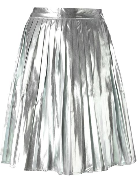Kai Aakmann Pleated Skirt In Silver Metallic Lyst