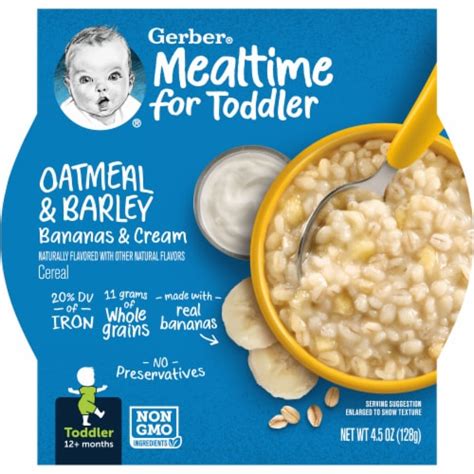 Gerber Oatmeal And Barley Bananas And Cream Toddler Cereal 45 Oz Foods Co