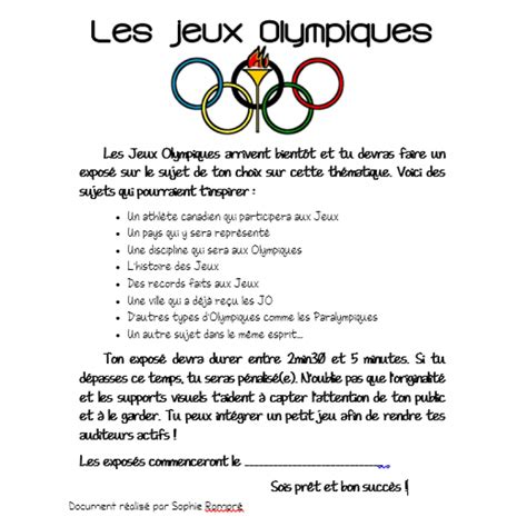 Exposé oral sur les Jeux Olympiques