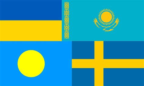 Why are national flags that are (only) yellow and blue so uncommon