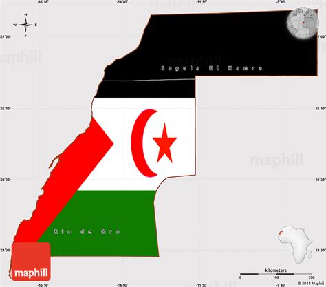 Flag Simple Map Of Western Sahara