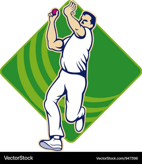 Cricket Bowler Bowling Ball Front Royalty Free Vector Image