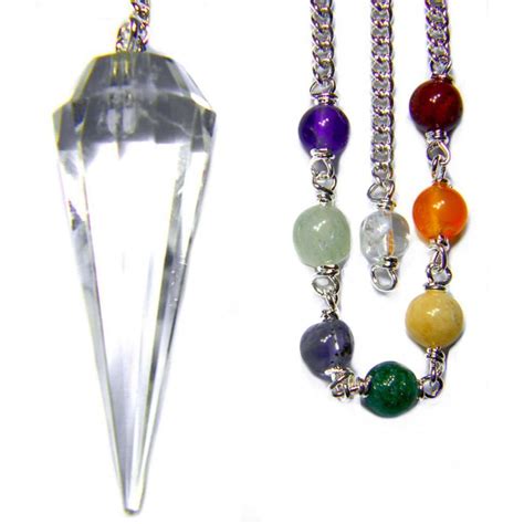 Clear Quartz Gemstone Pendulum Chakra Pendulum Chart Divination Wicca