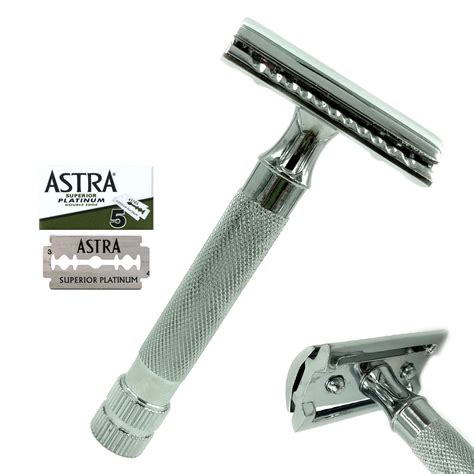 Classic Double Edge Safety Razor For Mens Shaving With 5 Astra Bldes