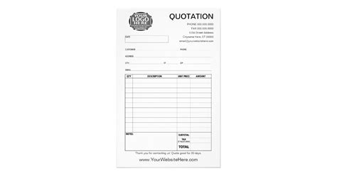 Form Business Quotation Or Invoice Flyer Zazzle