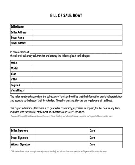 Free 9 Sample Boat Bill Of Sale Forms In Pdf Ms Word