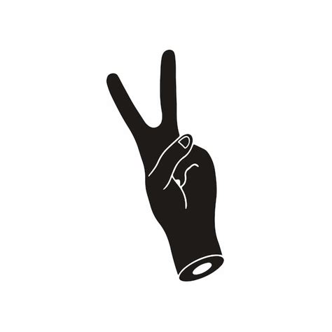 Premium Vector Silhouette Of Peace Hand Symbol On White Background