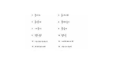solving equations with fractions worksheets 7th grade
