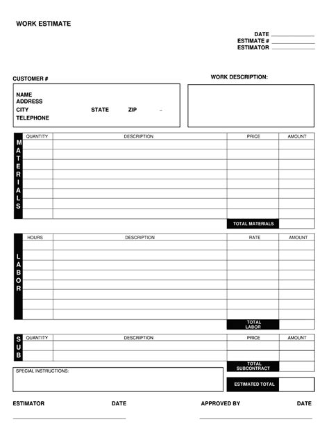 Job Estimate Template Fill Out And Sign Online Dochub