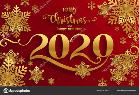 Merry christmas 2020 with red balls hanging. Merry Christmas Greetings Happy New Year 2020 Templates Beautiful Winter — Stock Vector ...