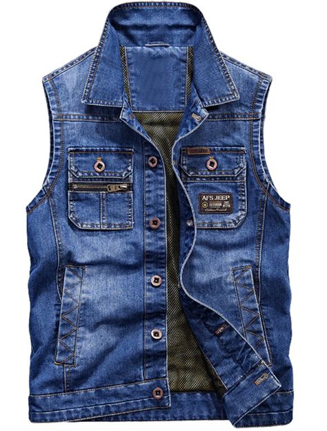 men s sleeveless denim vest casual slim fit button down jeans vests jacket denim fit