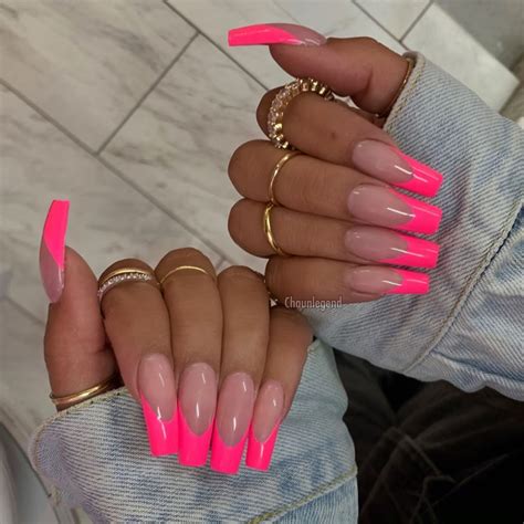 Barbiana Tips 💕 Heathersanders Pink Tip Nails Pink Acrylic Nails Glamour Nails