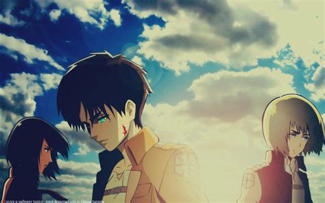 Anime Attack On Titan Armin Arlert Eren Yeager Attack On Titan Mikasa