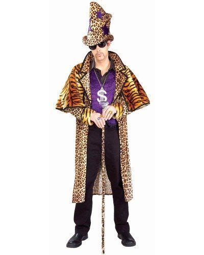 Pimp Rapper Gangster 70s Fancy Dress Red Black Zebra Medallion Cigar