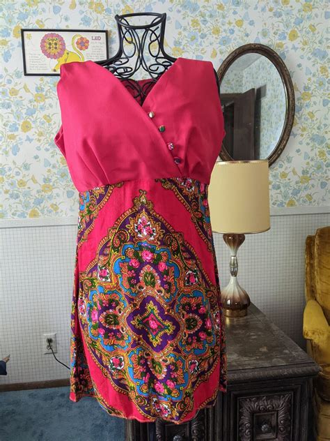 vintage 1960s mod psychedelic mini dress etsy