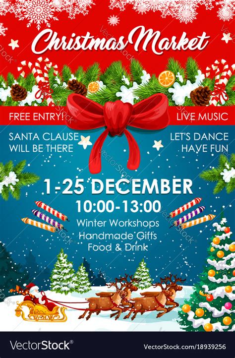 Putting on a christmas program with kids or teens? Christmas market poster of winter fair invitation Vector Image