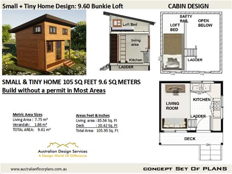 Affordable Tiny House Plans 105 Sq Ft Cabinbunkie With Loft Etsy India