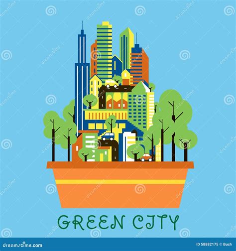 Green City Eco Concept With Modern Urban Landscape Stock Vector