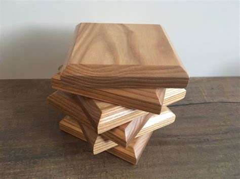 Wooden Coasters Hardwood Set Of Six Mid Century Modern Etsy Wooden