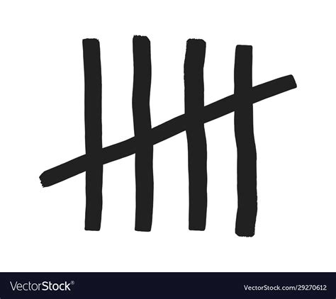 Five Tally Marks On White Board Royalty Free Vector Image