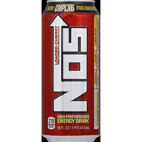 Nos Loaded Cherry High Performance Energy Drink 16 Oz Can Sports