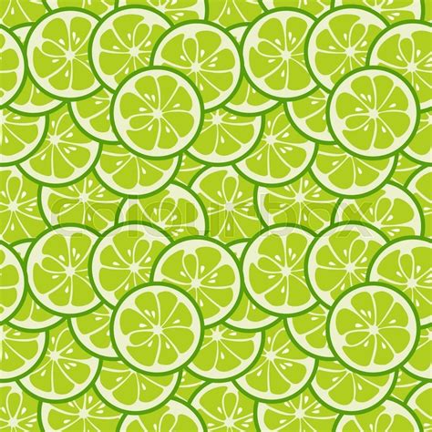 Cute Seamless Pattern With Green Lime Stock Vector