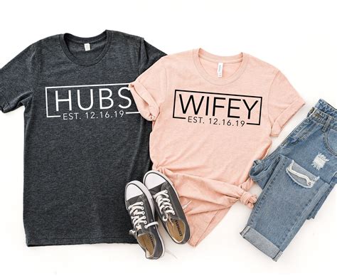 hubs and wifey shirts husband and wife shirts custom etsy dad to be shirts custom