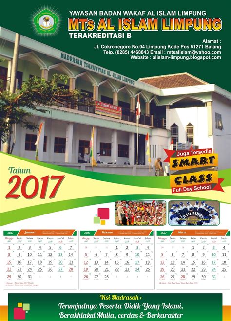 Desain Kalender Madrasah 2017 Mts Al Islam Limpung