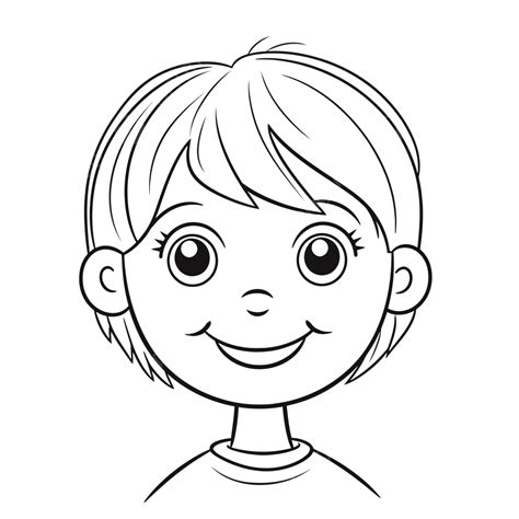 Cute Boy Face Coloring Page Outline Sketch Drawing Vector Wing Drawing