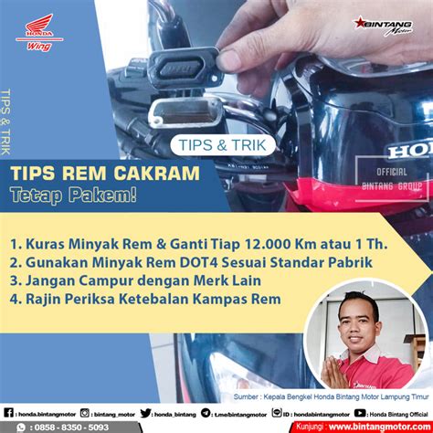 Tips Rem Cakram Tetap Pakem Honda Bintang Motor