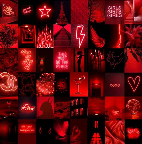 Neon Red Aesthetic Photo Wall Collage Kit Etsy