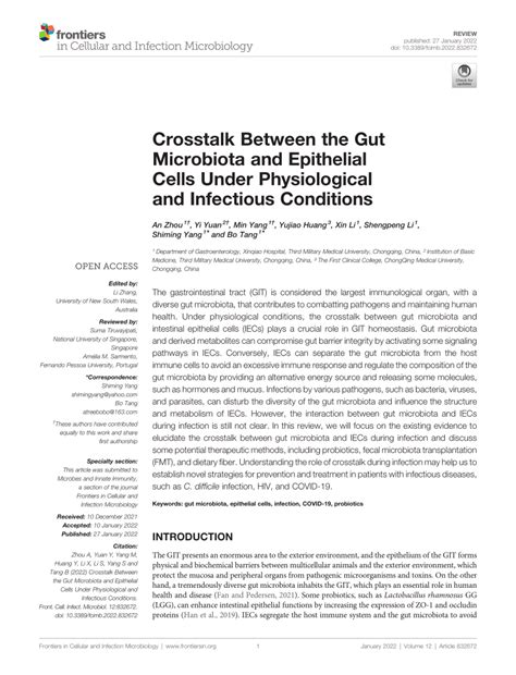 Pdf Crosstalk Between The Gut Microbiota And Epithelial Cells Under