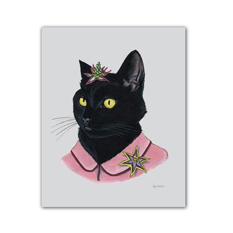 Cat Art Print Black Cat Lady Berkley Illustration