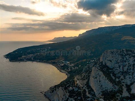 Sunset Over The Sea And Mountains Crimea Stock Photo Image Of
