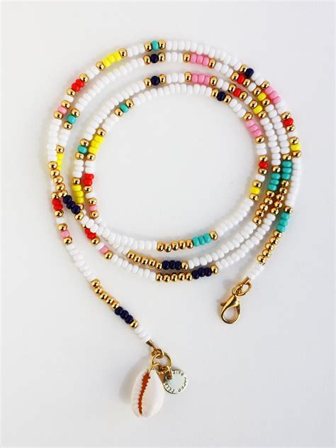 Colorful Beaded Cowrie Shell Choker Necklace Multicolor Layering
