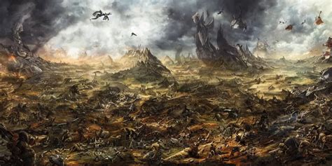 An Epic Painting Of A Fantasy Battlefield After The Stable Diffusion