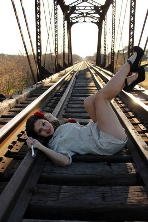 Girl On The Railway Outdoor Metro Subway Railway Station