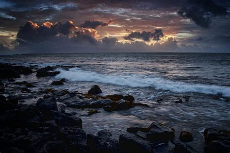 Hd Wallpaper Photo Of Rocks And Sea Twilight Sea Beach Ocean Sea
