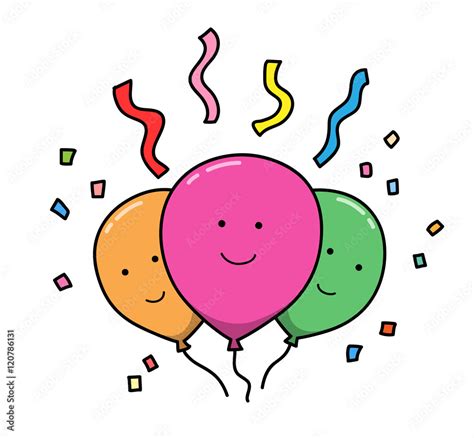 Celebration Party Balloons Cartoon A Hand Drawn Vector Illustration Of