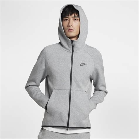 Nike Tech Fleece Full Zip Hoodie In Dark Grey Heatherblackblack Gray