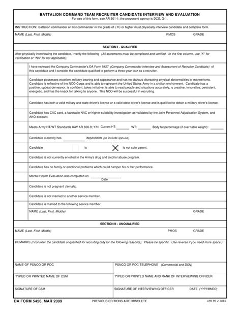 Da Form 5426 Fill Out And Sign Printable Pdf Template Signnow