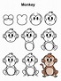 Monkey | Monkey drawing, Easy cartoon drawings, Monkey drawing easy