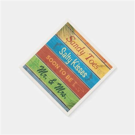 Sandy Toes Salty Kisses Soon To Be Mr And Mrs Napkin Zazzle